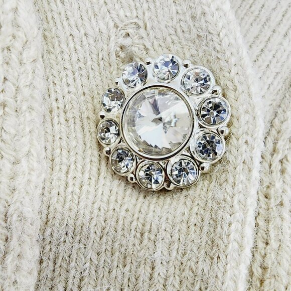 Witty Fox Sweater Tan Rhinestone Button Oversized Cardigan XS - Picture 5 of 7